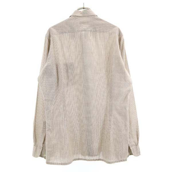 YVES SAINT LAURENT イヴサンローラン 80s 90s オールド チェック柄 長袖 シャツ 15 1／2 34-35 茶系 ワイシャツ メンズ