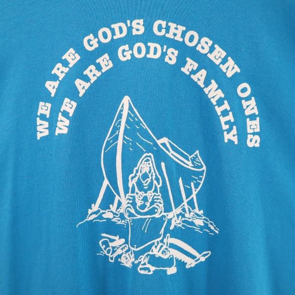 Hanes ヘインズ 90s オールド プリント 半袖 Tシャツ XL 水色 メンズ