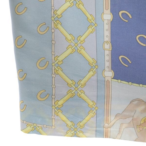 DAKS ダックス シルクブレンド 乗馬柄 長袖 シャツ 上下 セットアップ 9R ブルー系 スカート レディース