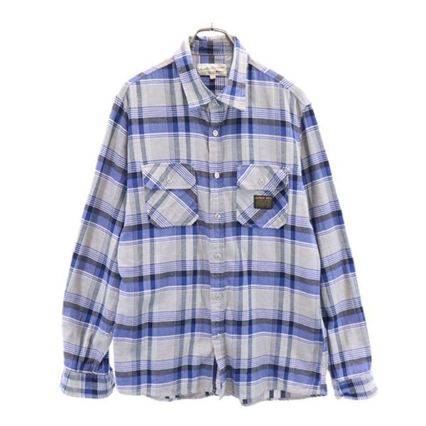 AVIREX アヴィレックス チェック 長袖 ネルシャツ XL グレー系 バックチェーンステッチ メンズ