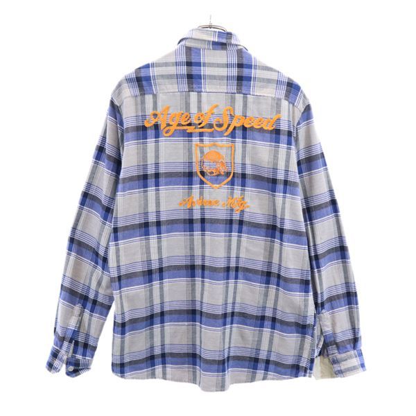 AVIREX アヴィレックス チェック 長袖 ネルシャツ XL グレー系 バックチェーンステッチ メンズ