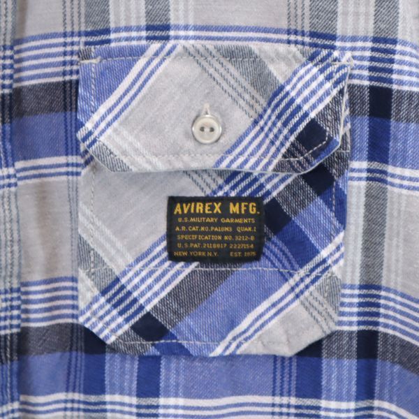 AVIREX アヴィレックス チェック 長袖 ネルシャツ XL グレー系 バックチェーンステッチ メンズ