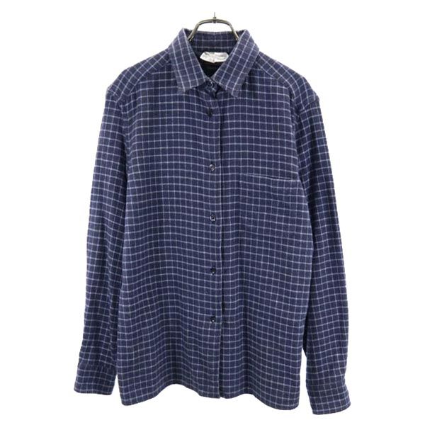 MAX MARA マックスマーラ イタリア製 チェック柄 長袖 シャツ M 青系 レディース