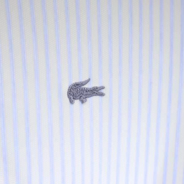 ラコステ ストライプ柄 長袖 シャツ M 白系 LACOSTE レディース