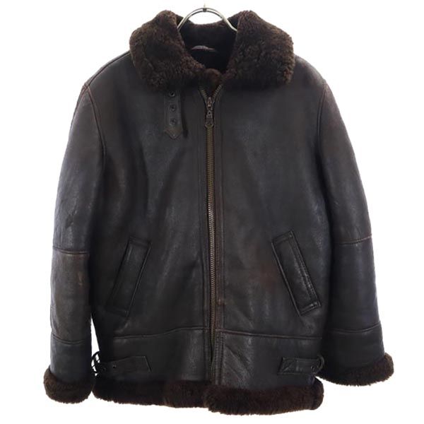 Harlin B-3type 羊革 ムートン レザージャケット 16 茶 Harlin B-3type 本皮 本革 レディース