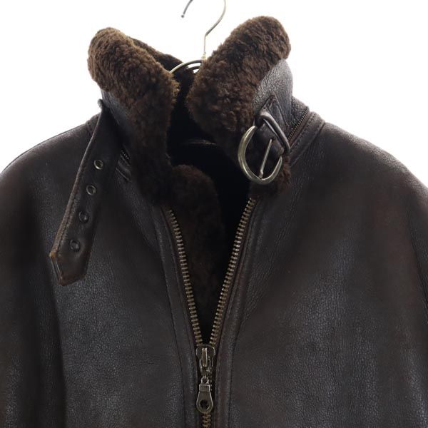 Harlin B-3type 羊革 ムートン レザージャケット 16 茶 Harlin B-3type 本皮 本革 レディース