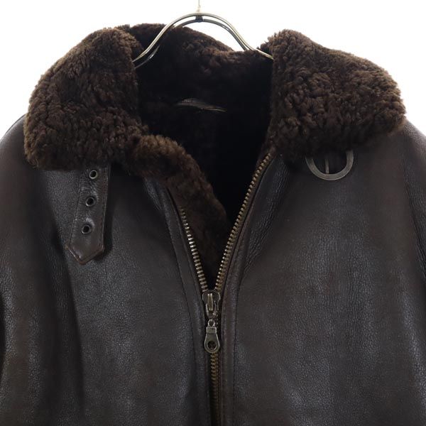Harlin B-3type 羊革 ムートン レザージャケット 16 茶 Harlin B-3type 本皮 本革 レディース