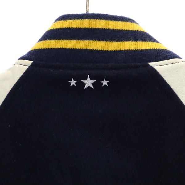 XLARGE エクストララージ ウールブレンド スタジャン S 紺 羊革レザー袖 皮 メンズ