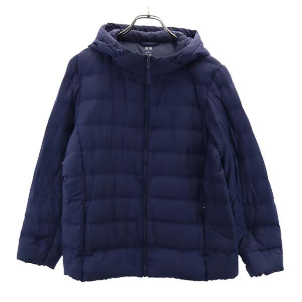 UNIQLO ユニクロ シームレス ダウンジャケット XL ネイビー系 フード レディース