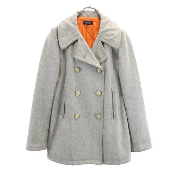 A.P.C. アーペーセー ウールブレンド ピーコート S グレー 裏キルティング レディース