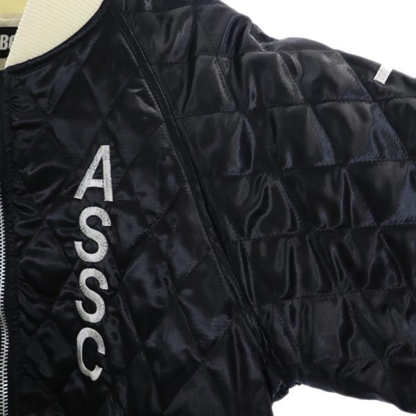 NEIGHBORHOOD ネイバーフッド バックロゴ刺繍 キルティングジャケット S 黒×白×アイボリー ジャンパー ブルゾン メンズ