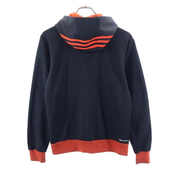 アディダス 3ライン トレーニング 長袖 ジップパーカー S 黒×オレンジ  