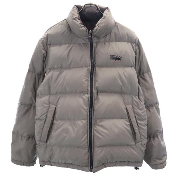 FIRSTDOWN ファーストダウン ロゴ刺繍 リバーシブル ダウンジャケット LL 茶 メンズ