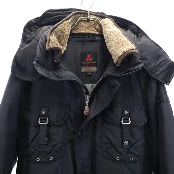 PEUTEREY ピューテリー ダウンジャケット S 黒 ボア衿 フード メンズ