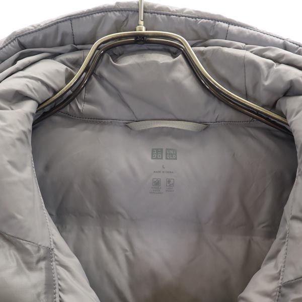 ユニクロ ウルトラライトダウンジャケット L グレー UNIQLO シームレス フード メンズ