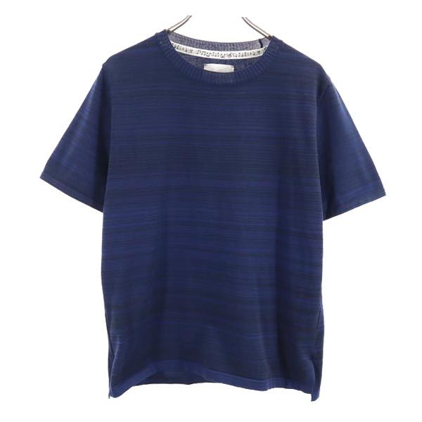 NUMBER(N)INE ナンバーナイン 日本製 ボーダー調柄 半袖 Tシャツ 1 紺系 ニット カットソー メンズ