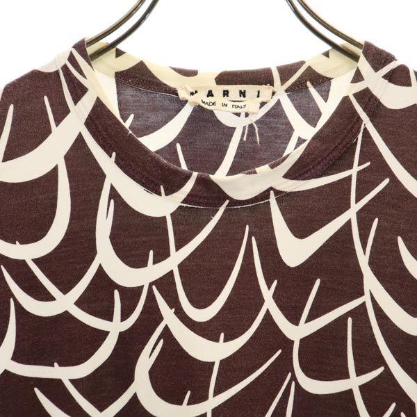 MARNI マルニ イタリア製 総柄 半袖 Tシャツ 44 ブラウン系 メンズ
