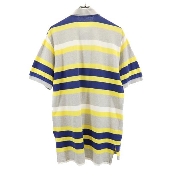 ポロバイラルフローレン ボーダー柄 半袖 ポロシャツ L グレー系 Polo by Ralph Lauren 鹿の子 メンズ