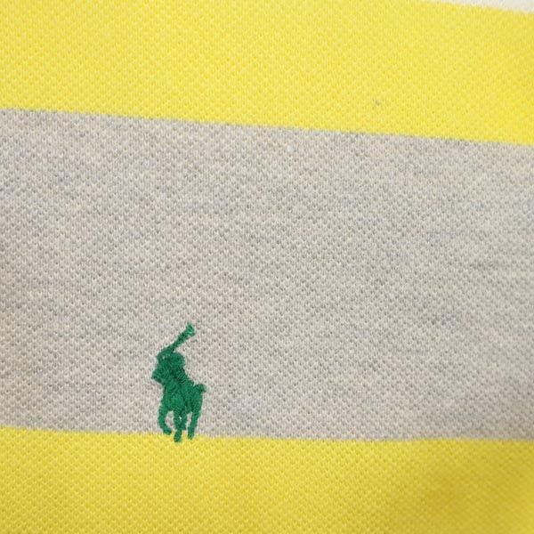 ポロバイラルフローレン ボーダー柄 半袖 ポロシャツ L グレー系 Polo by Ralph Lauren 鹿の子 メンズ