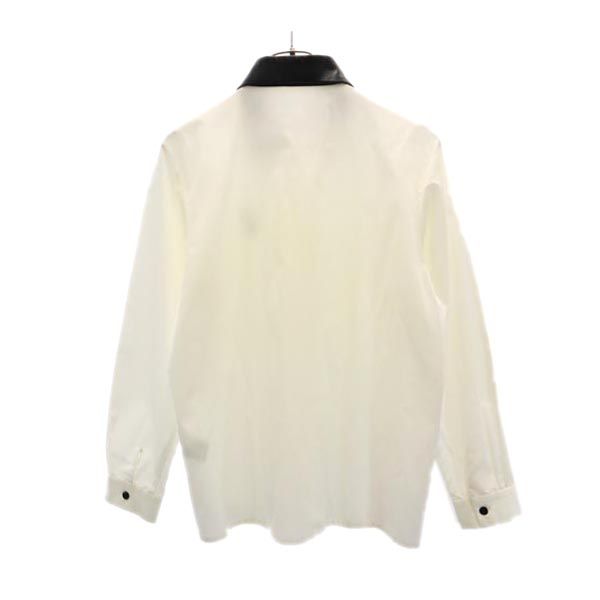 ミルクボーイ 日本製 猫柄 長袖 フェイクレザー シャツ ホワイト×ブラック MILKBOY レディース