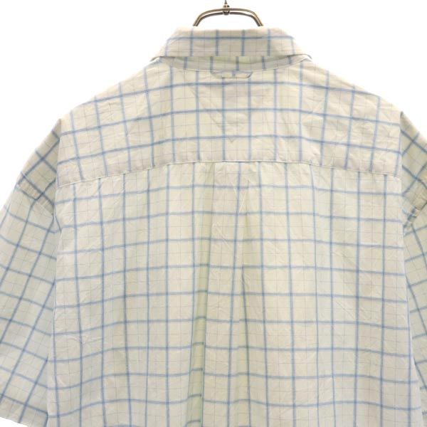 トミーヒルフィガー チェック柄 半袖 ボタンダウンシャツ XL ホワイト×ブルー TOMMY HILFIGER メンズ