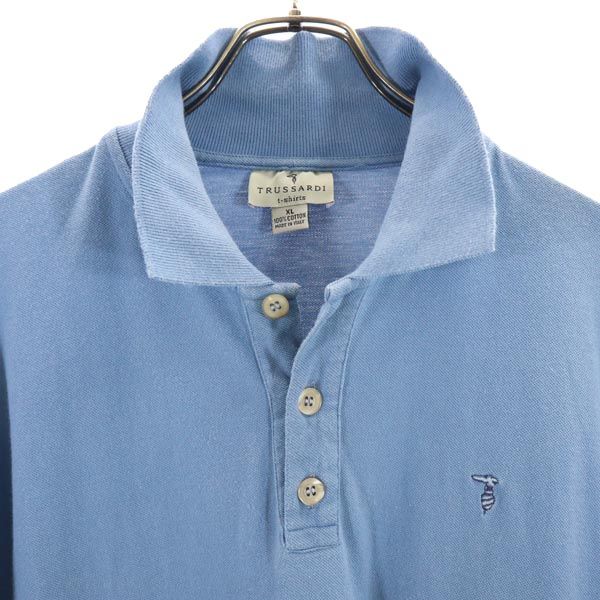 トラサルディ イタリア製 半袖 ポロシャツ XL ブルー系 TRUSSARDI メンズ