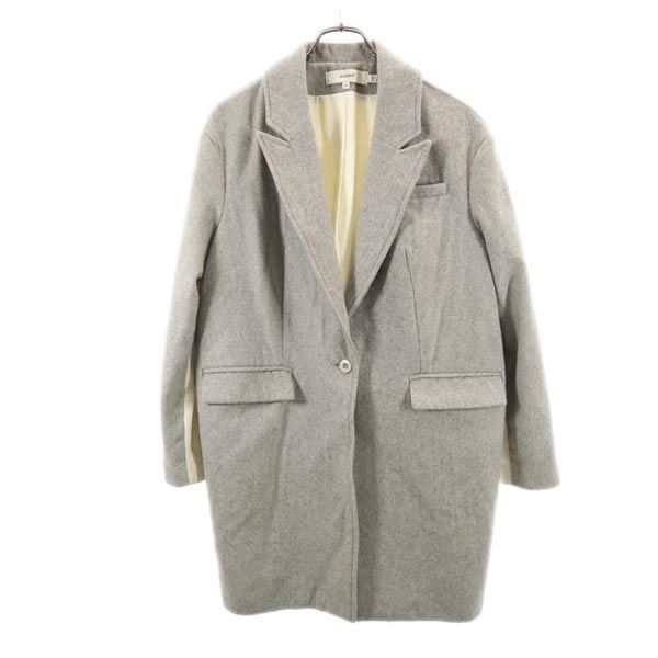 CAMEO カメオ ウールブレンド チェスターコート XS グレー×ホワイト 切替 メンズ