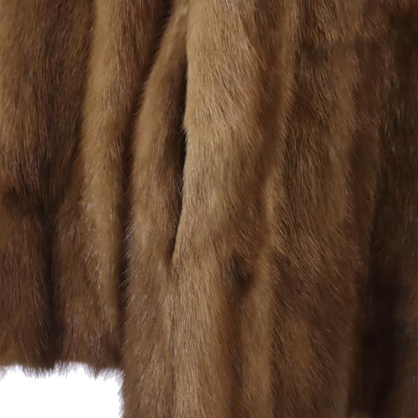 SAGA MINK サガミンク 長袖 ミンクファー 毛皮コート 15 ブラウン レザー ハーフコート レディース