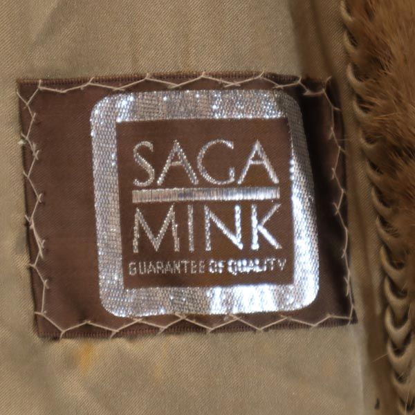 SAGA MINK サガミンク 長袖 ミンクファー 毛皮コート 15 ブラウン レザー ハーフコート レディース