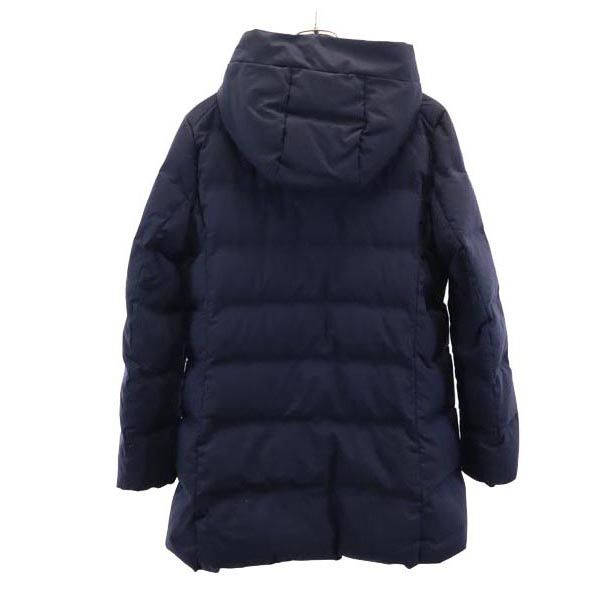 UNIQLO ユニクロ 長袖 シームレス ダウンコート L ネイビー系 フード レディース