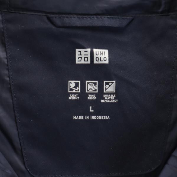 UNIQLO ユニクロ 長袖 シームレス ダウンコート L ネイビー系 フード レディース