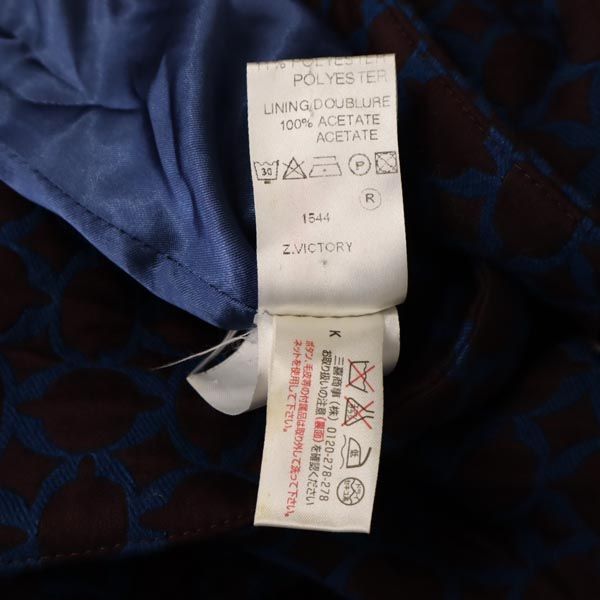 TARA JARMON タラジャーモン 総柄 ウールブレンド ハーフ コート 36 ブラウン系 レディース