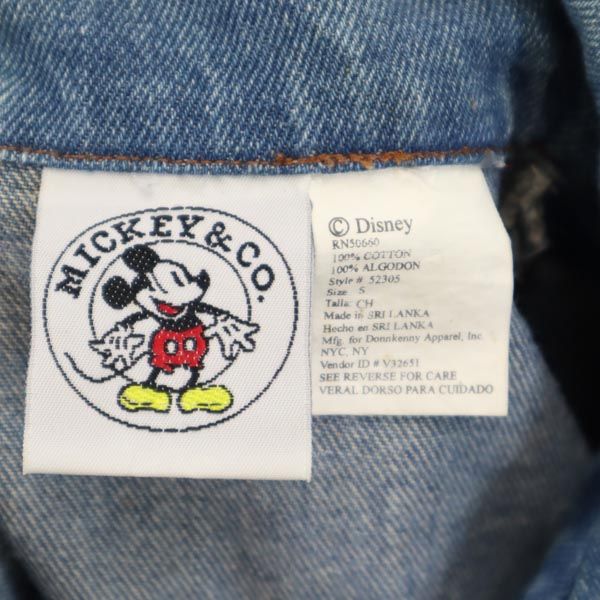 mickey & co. ミッキーアンドコー 90s オールド ミッキーマウス 立体ロゴ デニムジャケット S ジージャン レディース