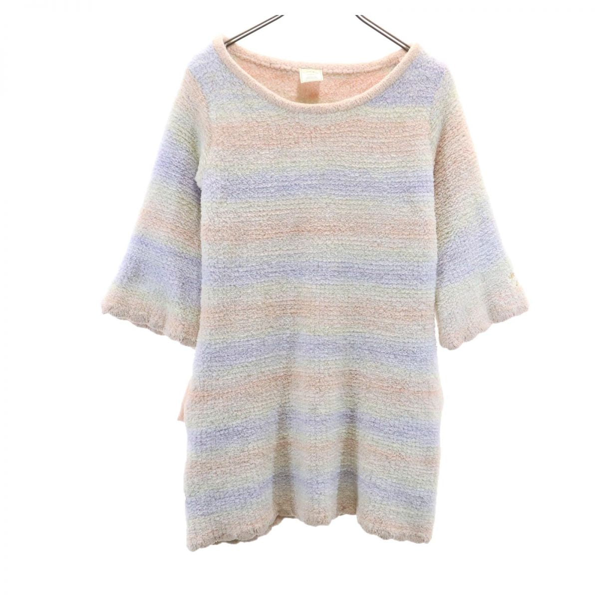 ジェラートピケ ボーダー 7分袖 ふわもこ 七分袖 ルームウェア F ピンク系 gelato pique チュニック レディース