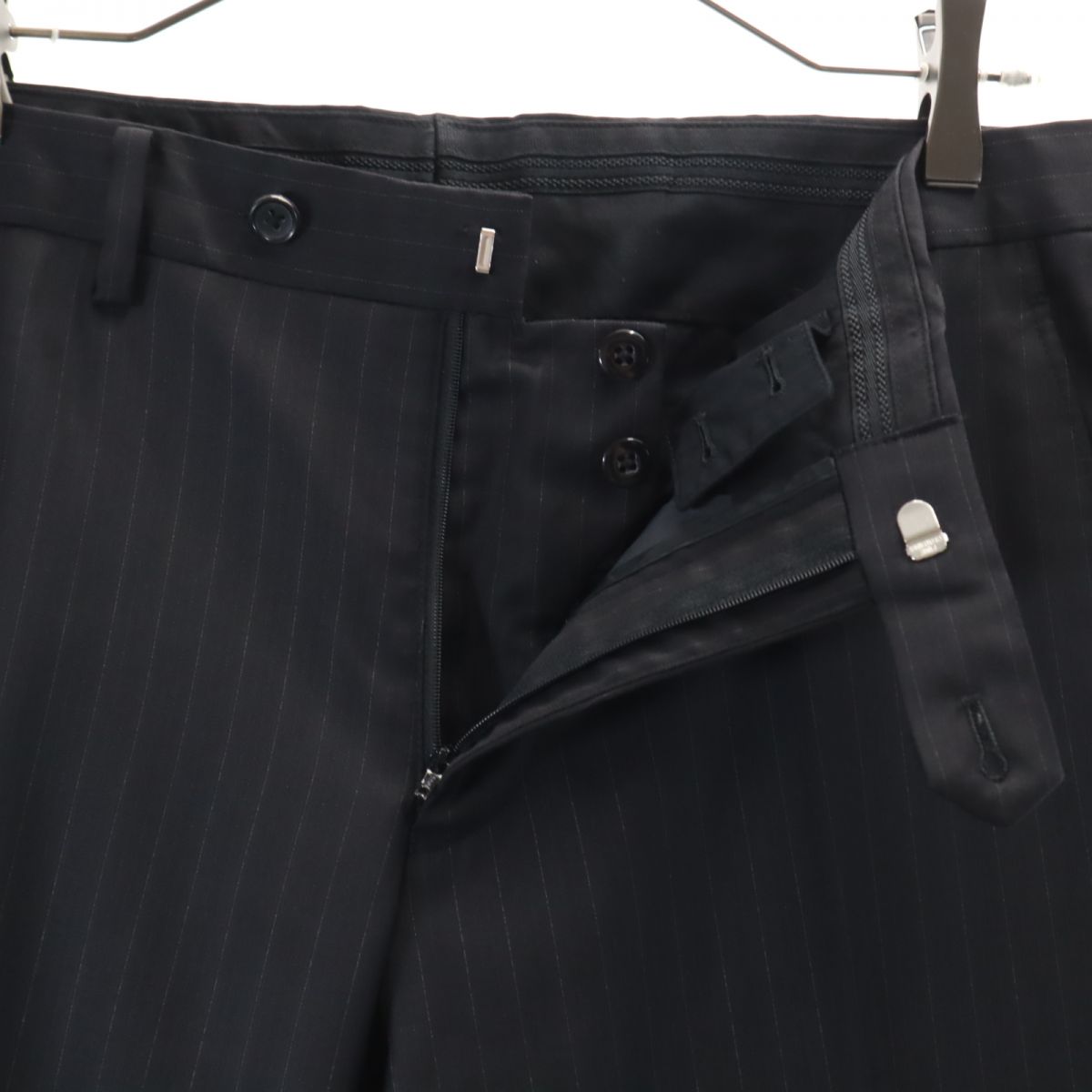 プラチナコムサ ウール ストライプ柄 スーツ 上下 セットアップ 44 黒 platinumCOMMECA メンズ