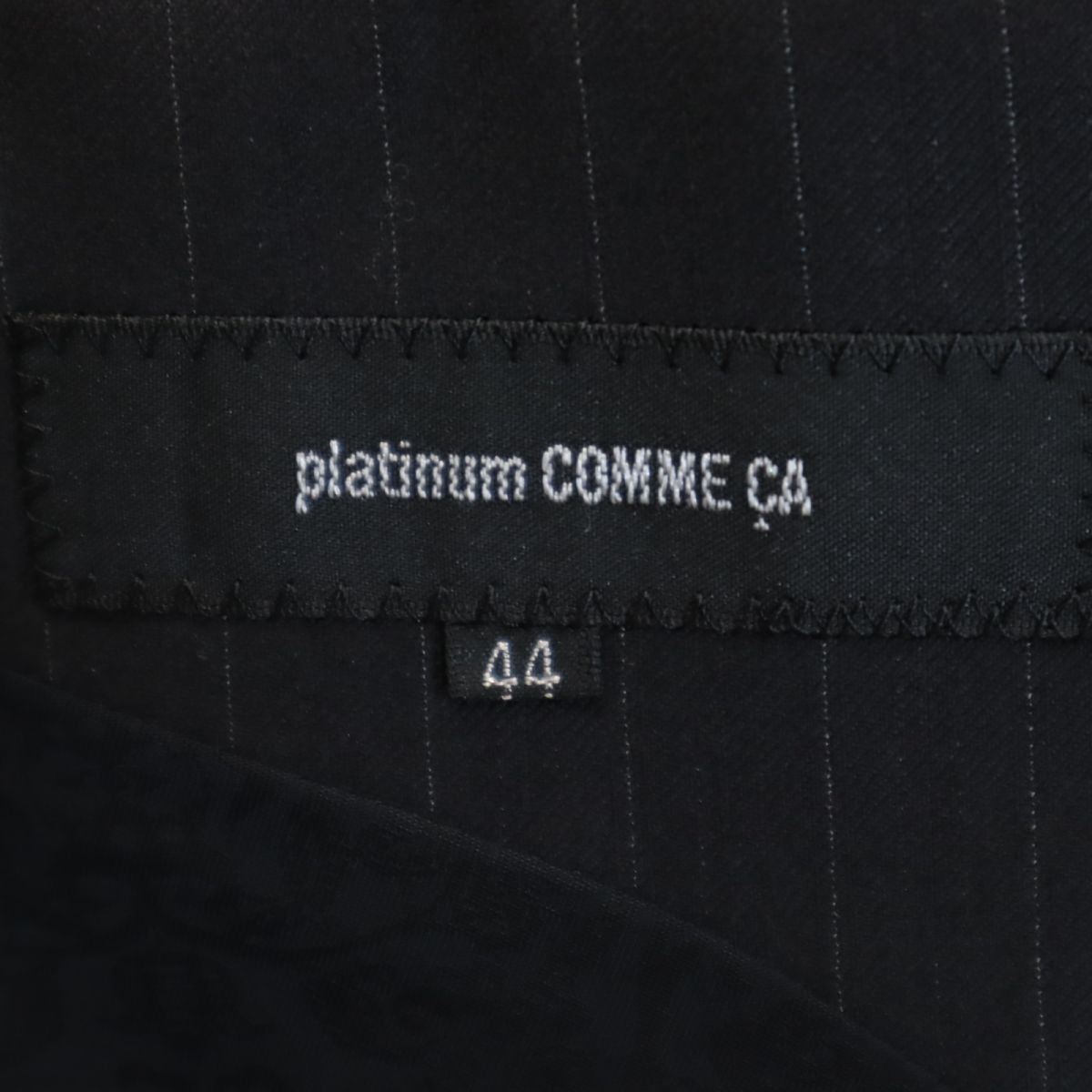 プラチナコムサ ウール ストライプ柄 スーツ 上下 セットアップ 44 黒 platinumCOMMECA メンズ