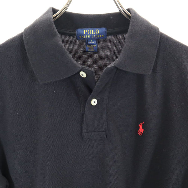 ポロラルフローレン 長袖 ポロシャツ L 14-16 ブラック POLO RALPH LAUREN 鹿の子 キッズ