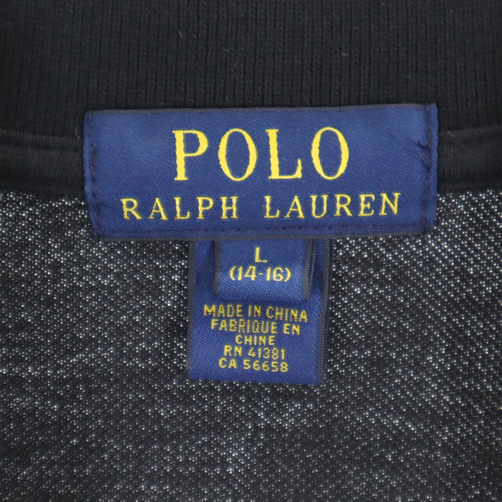 ポロラルフローレン 長袖 ポロシャツ L 14-16 ブラック POLO RALPH LAUREN 鹿の子 キッズ