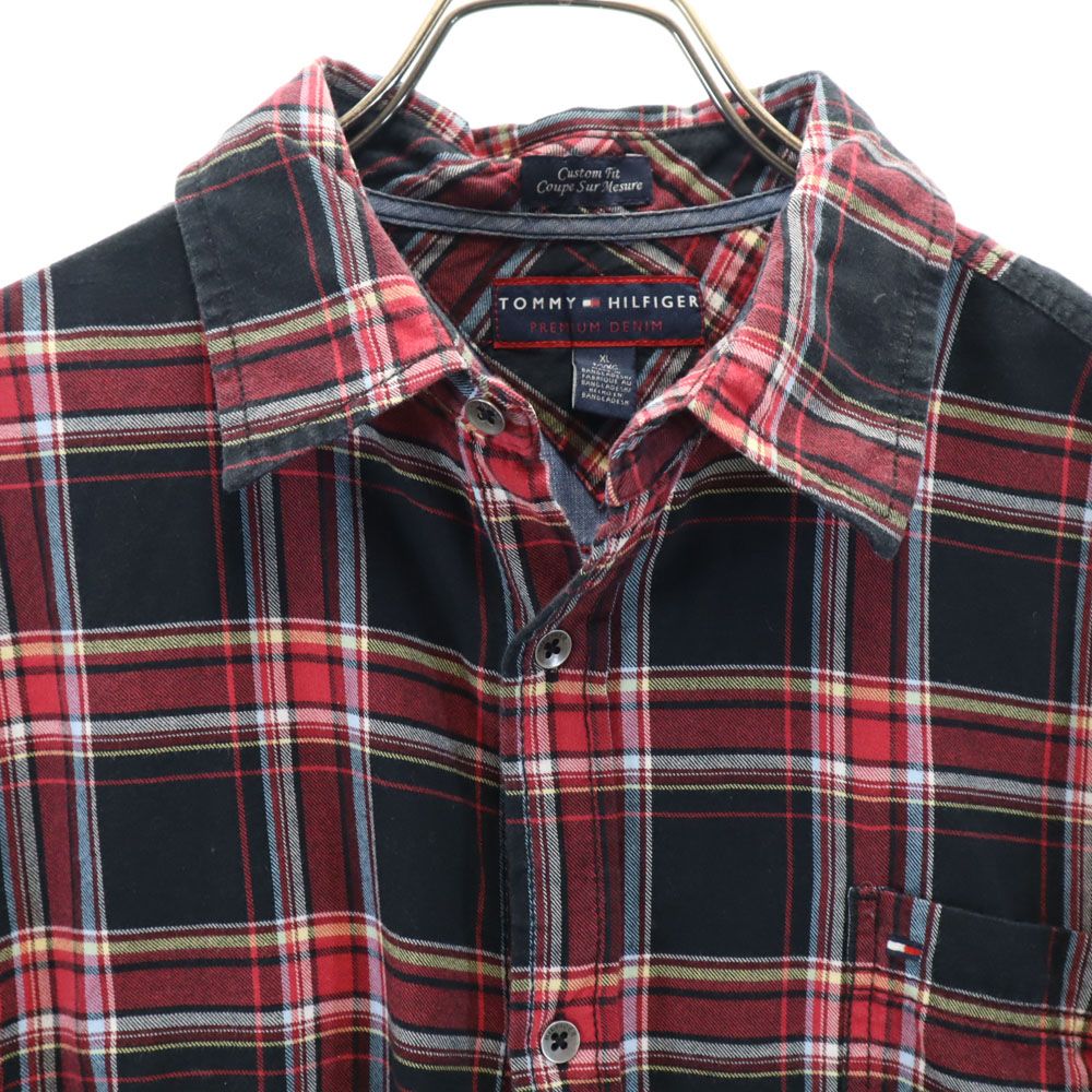 トミーヒルフィガー 長袖 チェックシャツ XL レッド系 TOMMY HILFIGER メンズ