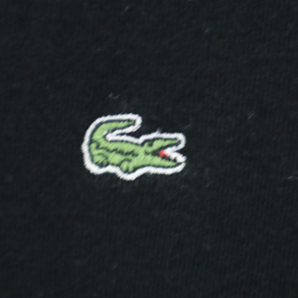 ラコステ 日本製 長袖 Vネック カットソー 42 ブラック系 LACOSTE レディース