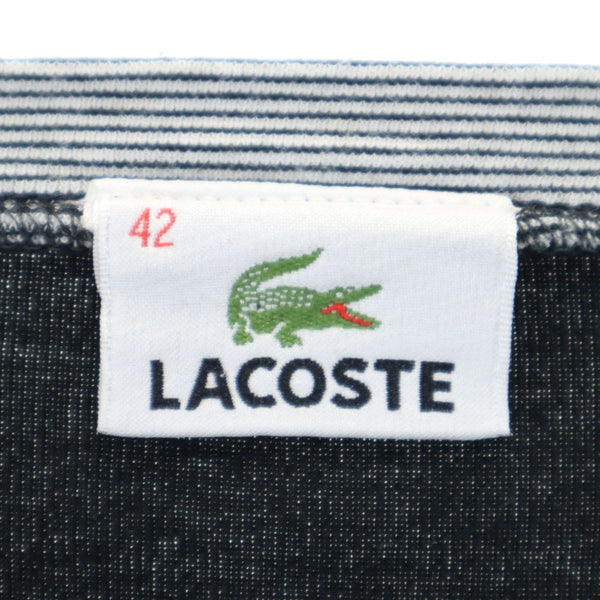 ラコステ 日本製 長袖 Vネック カットソー 42 ブラック系 LACOSTE レディース