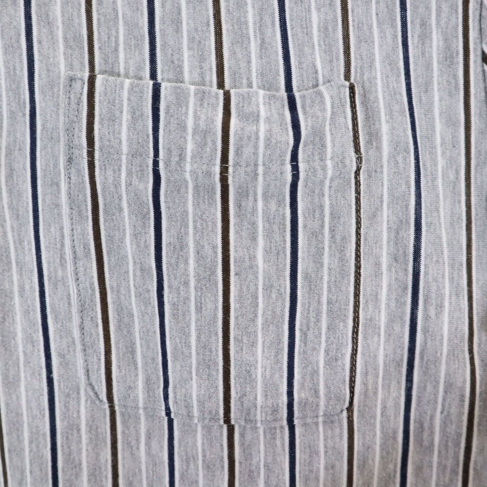 アクアスキュータム 日本製 ストライプ柄 半袖 ポロシャツ L グレー Aquascutum メンズ