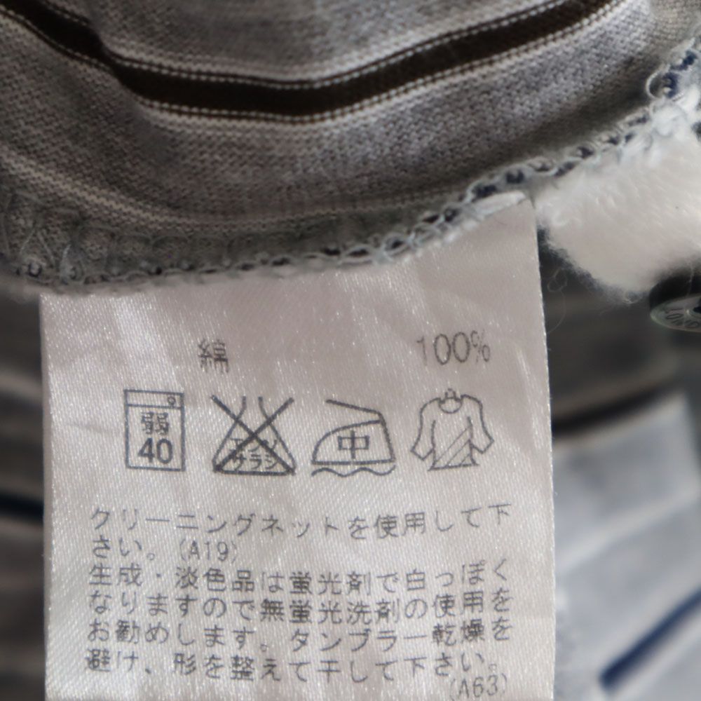 アクアスキュータム 日本製 ストライプ柄 半袖 ポロシャツ L グレー Aquascutum メンズ