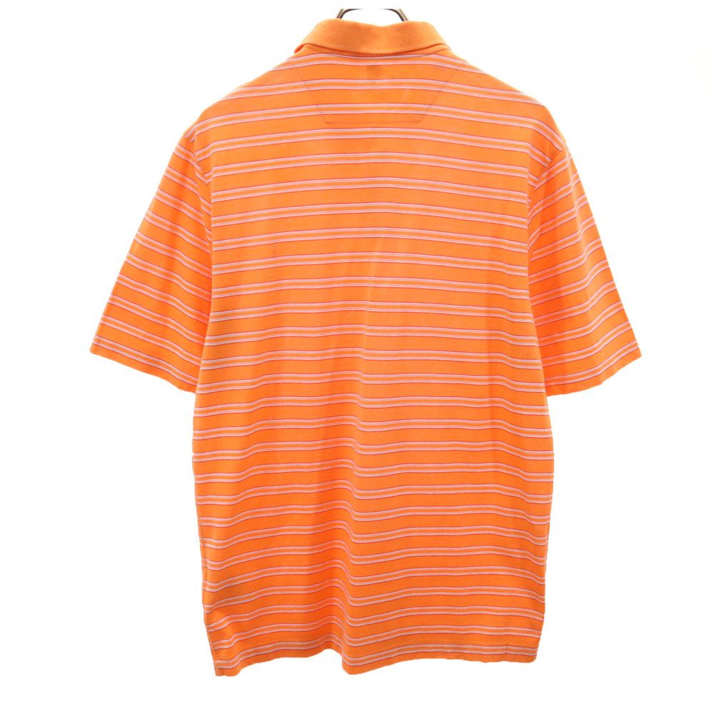 NIKE GOLF ナイキゴルフ ボーダー柄 ゴルフ 半袖 ポロシャツ L オレンジ系 メンズ