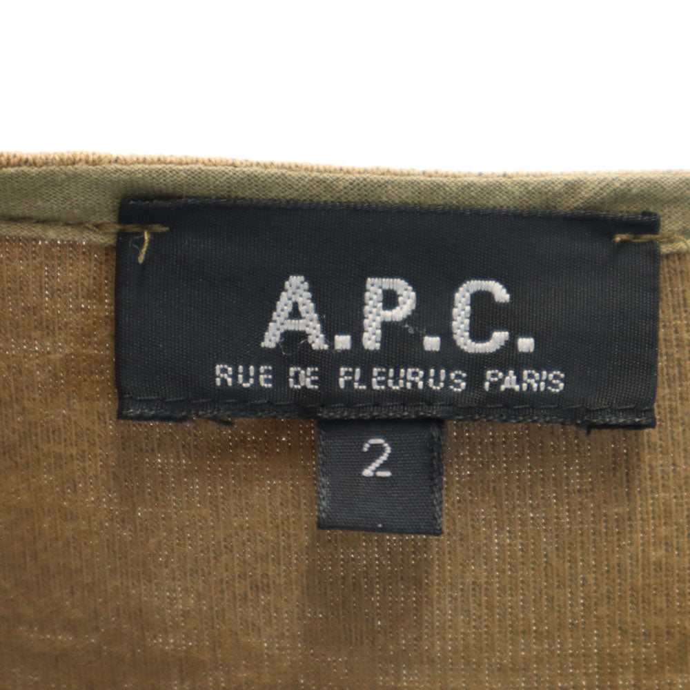 アーペーセー 日本製 半袖 ヘンリーネック Tシャツ 2 ブラウン A.P.C. メンズ
