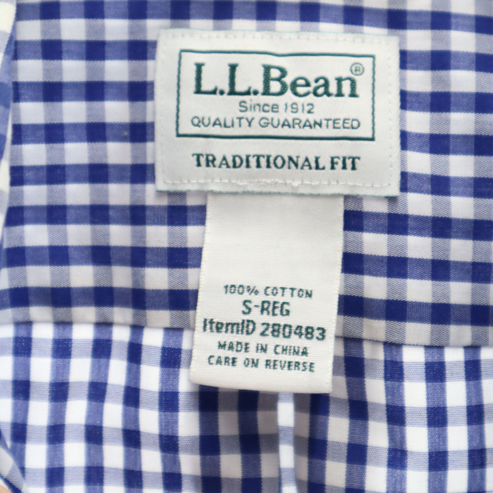 エルエルビーン アウトドア チェック柄 半袖 ボタンダウンシャツ S ブルー×ホワイト L.L.Bean メンズ