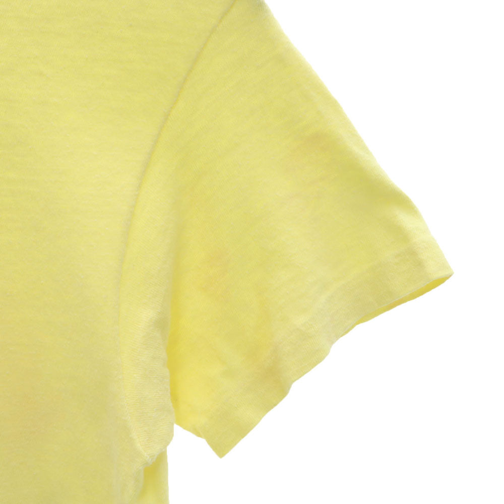 Hanes ヘインズ 70s USA製 オレンジタグ ヴィンテージ プリント 半袖 Tシャツ S 34-36 イエロー メンズ