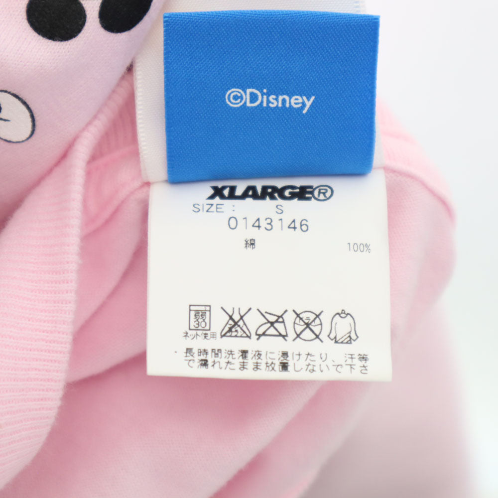 XLARGE エクストララージ 日本製 プリント ミッキー 半袖 Tシャツ S ピンク メンズ