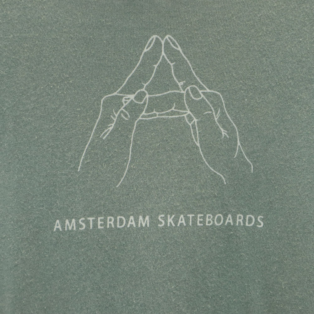 NECESSARY or UNNECESSARY ネセサリーオアアンネセサリー 日本製 プリント 半袖 Tシャツ L グリーン メンズ