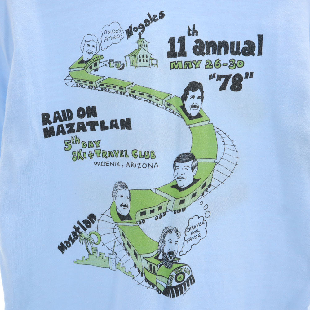 Hanes ヘインズ 70s USA製 ヴィンテージ オレンジタグ 半袖 Tシャツ M 水色 メンズ